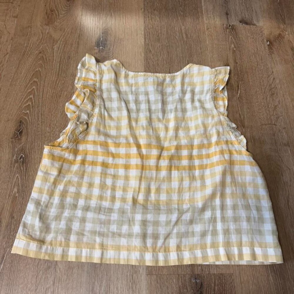 Madewell Yellow White Ruffle Button-Front Tank Size 14 - Picture 3 of 7